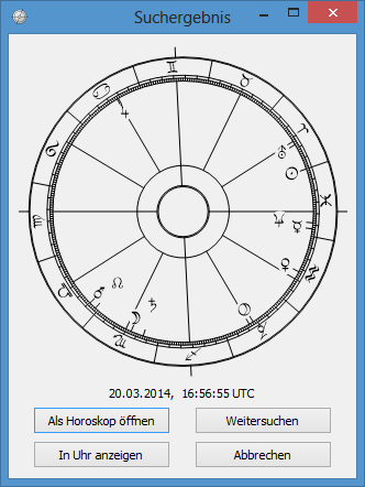 Screenshot: Ephemeriden-Suchfunktion - Treffer: Äquinoktium 2014